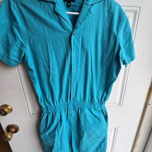 Boohoo Vibrant Blue Short Sleeve Jumpsuit